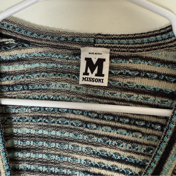 Missoni Black and Cream V-Neck Sweater with Blue Accents - Picture 3 of 3